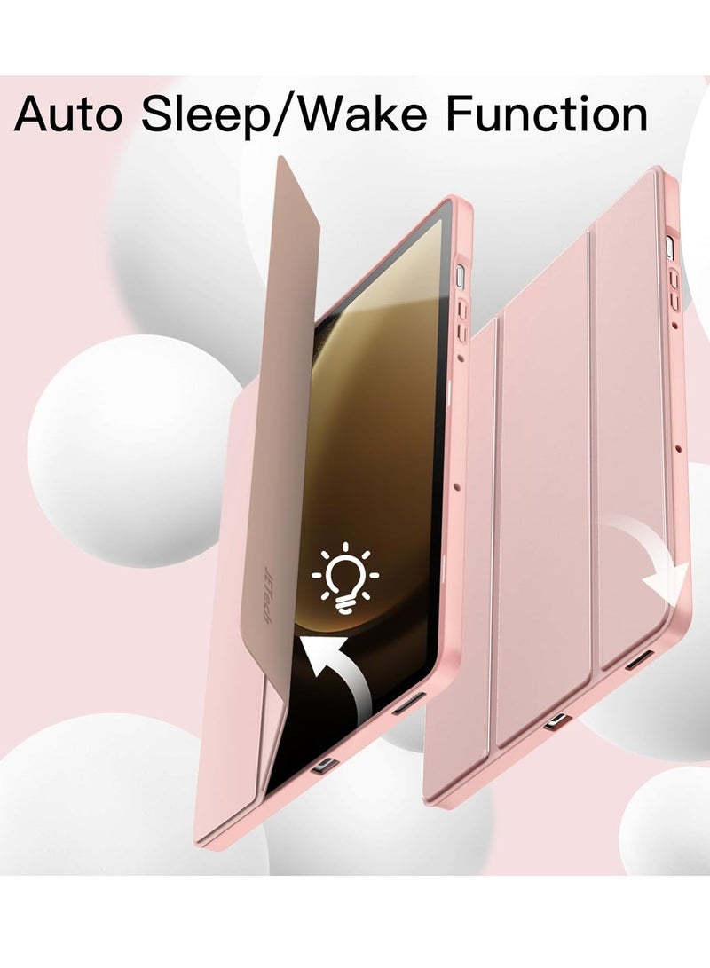 ELTRAZONE Case for Samsung Galaxy Tab S9 FE 10.9-Inch – Soft TPU Tri-Fold Stand Protective Cover with S Pen Holder, S Pen Charging Support, Auto Wake/Sleep (Rose Gold) - Image 5