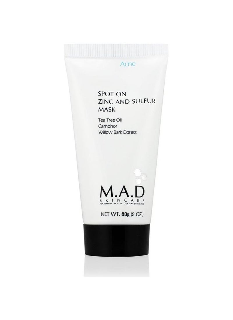 M.A.D Skincare - M.A.D Skincare Spot On Zinc And Sulfur Mask - For Acne Prone Skin 2 oz. - Image 1