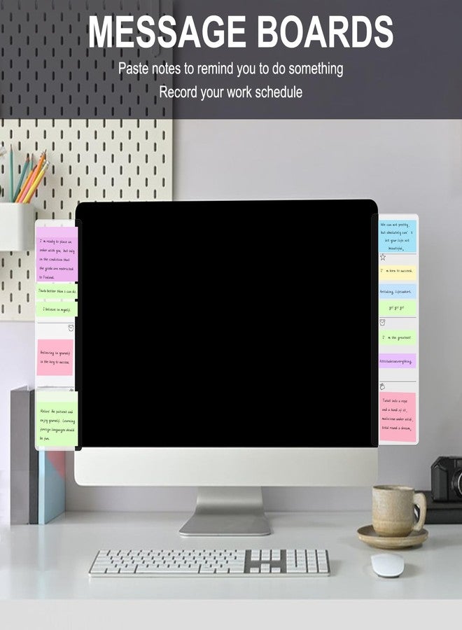 edooi Office Desk Accessories 2pcs Computer Message Board Monitor Memo Board Office Supplies for Women Men Computer Sticky Note Holder with Functional Areas for Office Home Work Desk - Image 5