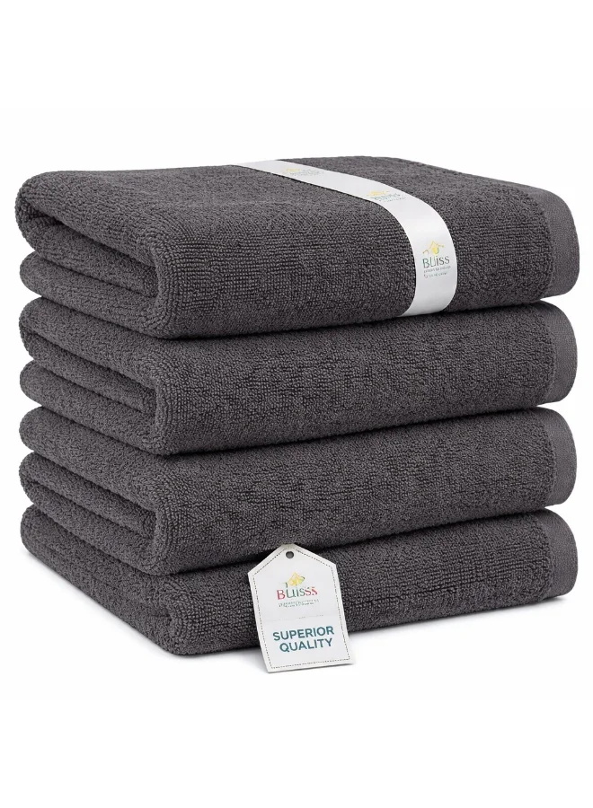 Bliss Casa Bliss Casa Indigo 100% Cotton Bath Towels (4 Pack, 70x140 cm) - 600 GSM Bathroom towels Super Absorbent and Soft Hotel Towels, Ideal for Use in Hotels and Restaurants