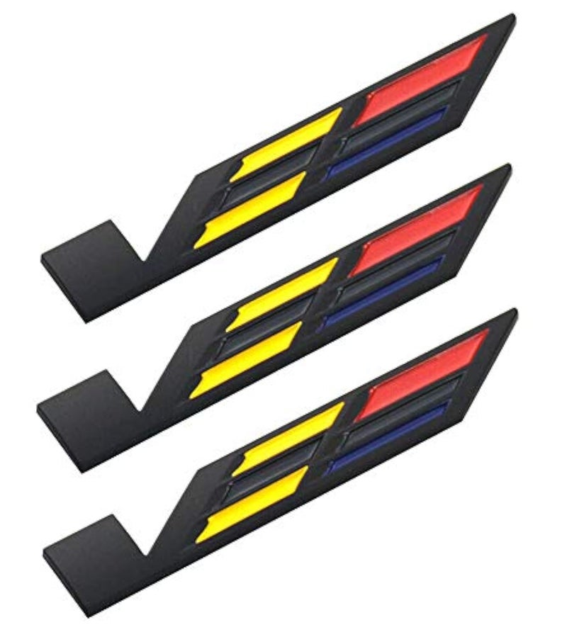 3x Black V Car Body Trunk Lid Sticker Badge Emblem Compatible For ATS CTS SRX XTS (Black/Yellow/Red)