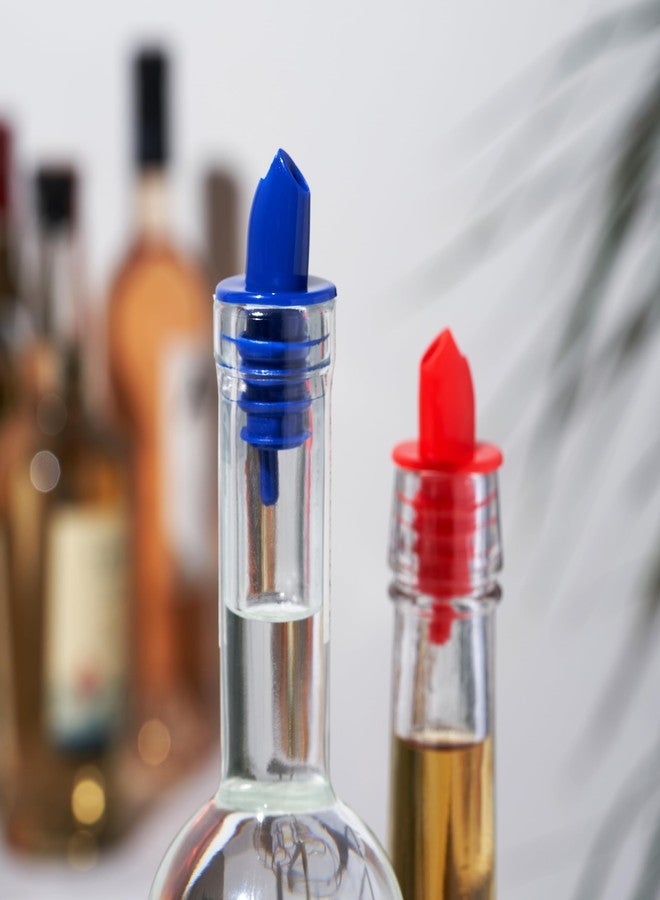 ترو صنابير مشروبات كحولية أصلية، فوهات صب مجانية لزجاجات المشروبات الكحولية، فوهات صب للزجاجات، ملحقات بار منزلية، طقم أحمر/أزرق من قطعتين - Image 5