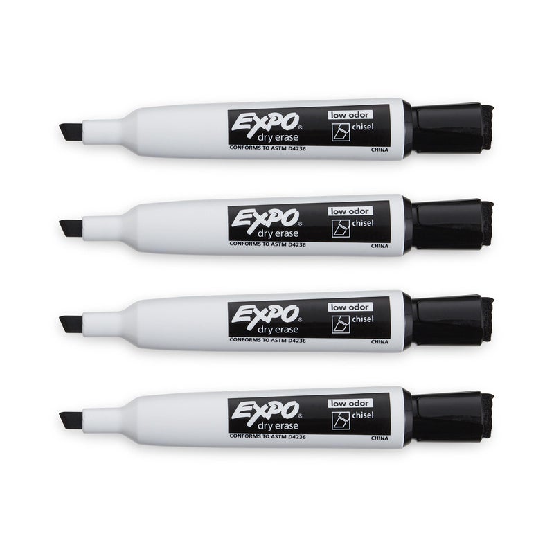 Expo Magnetic Dry Erase Markers with Eraser, Chisel Tip, Black, 4 Count - Image 3