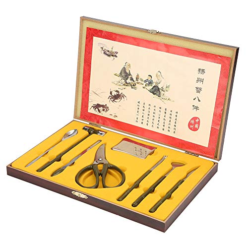 Walfront 8PCS Lobster Crab Cracker Tools Stainless Steel Seafood Claw Tool Set Crab Crackers Set Gift Seafood Scissors Set Hammer/Spoon/Shaving/Axe/Fork/Tweezers/Scissors - Image 1
