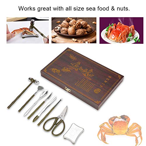 Walfront 8PCS Lobster Crab Cracker Tools Stainless Steel Seafood Claw Tool Set Crab Crackers Set Gift Seafood Scissors Set Hammer/Spoon/Shaving/Axe/Fork/Tweezers/Scissors - Image 4
