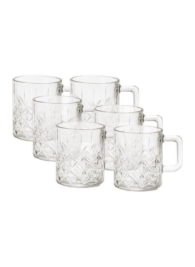 Timmy Crystal Line Glass Mugs Set of 6 9oz | Premium Clear Drinkware | Elegant Design | Heat Resistant & Durable | Ideal for Coffee & Tea - Image 1