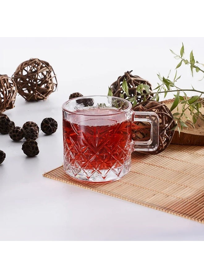 Timmy Crystal Line Glass Mugs Set of 6 9oz | Premium Clear Drinkware | Elegant Design | Heat Resistant & Durable | Ideal for Coffee & Tea - Image 3