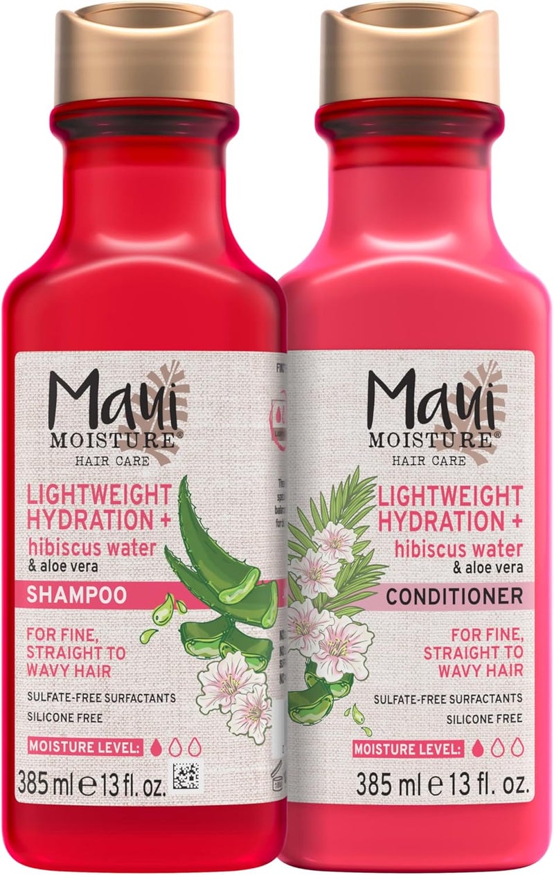 MAUI MOISTURE شامبو وبلسم Maui Moisture Lightweight Hydration + Hibiscus للترطيب اليومي، خالي من الكبريتات، 13 فل أوقية - Image 1