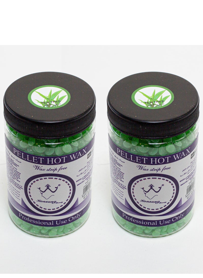 Konsung Beauty Organic Tea Tree Hair Removal Wax - 2 Pieces × 200g, No Need for Wax Paper  - Image 1
