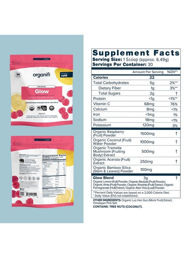 Organifi - Organifi Glow - Vegan Collagen Powder for Women - Organic Flavored Water Ingredient, 30 Servings - Image 1