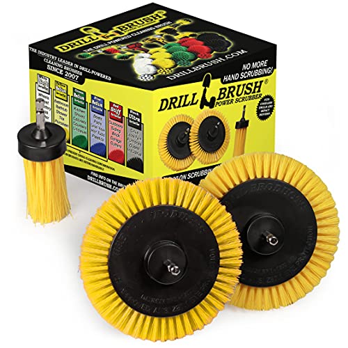 Drillbrush Tile and Grout Cleaning Drill Brush Set - 3 pack Drill Brush Power Scrubber Cleaning Brush Yellow Medium Stiffness - Shower Floor Scrub Brush for Drill - Bathroom Scrub Brush for Drill - Crevice Brush - Image 1