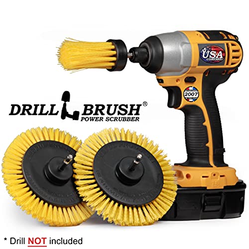 Drillbrush Tile and Grout Cleaning Drill Brush Set - 3 pack Drill Brush Power Scrubber Cleaning Brush Yellow Medium Stiffness - Shower Floor Scrub Brush for Drill - Bathroom Scrub Brush for Drill - Crevice Brush - Image 4