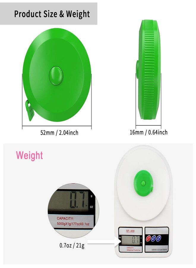 DiCUNO 60-Inch 1.5 Meter Soft and Retractable Tape Body Tailor Sewing Craft Cloth Dieting Measuring Tape (3 Pcs of Green with Soft Tape) - Image 2