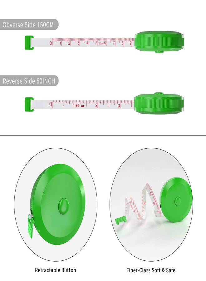 DiCUNO 60-Inch 1.5 Meter Soft and Retractable Tape Body Tailor Sewing Craft Cloth Dieting Measuring Tape (3 Pcs of Green with Soft Tape) - Image 3