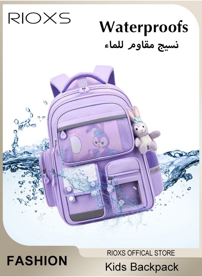 RIOXS - Girls Backpack with Adjustable Padded Shoulder Straps and Multiple Pockets, Personalized Waterproof School Bags with Cartoon Patterns, Lightweight Resistant Travel Daypack, Perfect Gift for Girls, 28*20*41cm - Image 1