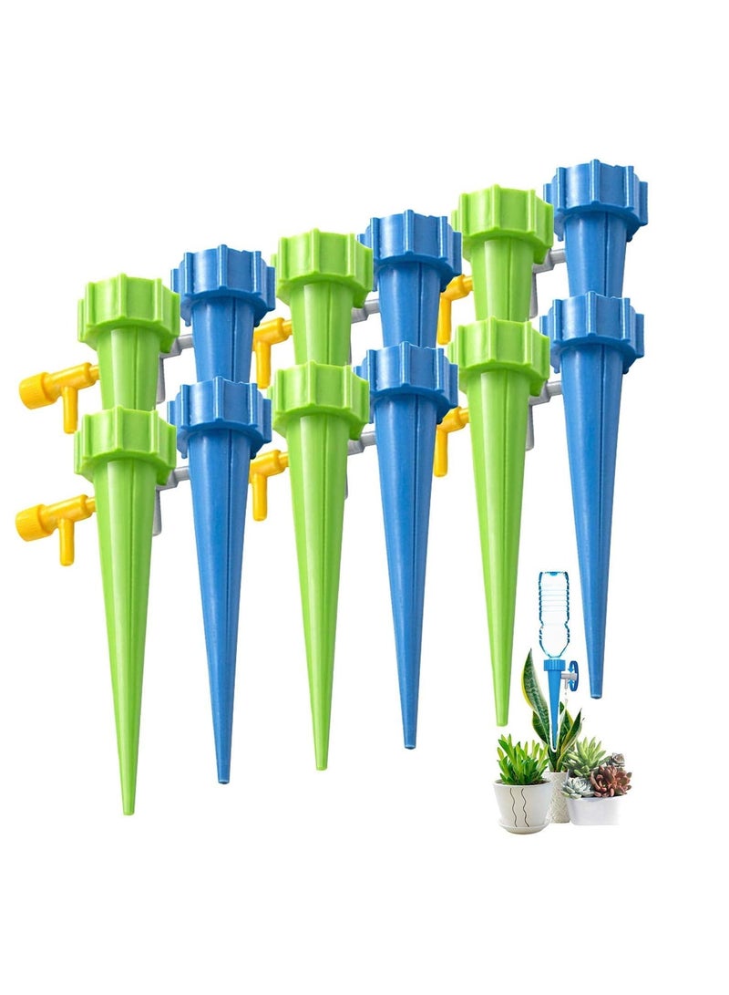 Self-Watering Spikes with Adjustable Slow Release Control Valve - Perfect for Effortless Plant Care (Green & Blue) - Image 1