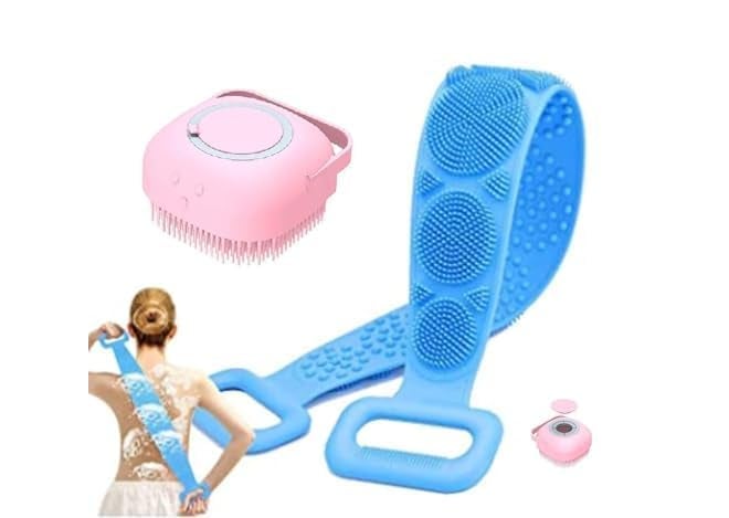 McFarlane Silicone Body Back Scrubber, Double Side Bathing Brush for Skin Deep Cleaning Massage, Dead Skin Removal Exfoliating Belt for Shower, Body Brush for Bathing - Image 1