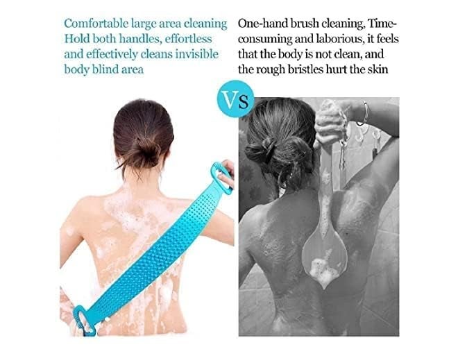 McFarlane Silicone Body Back Scrubber, Double Side Bathing Brush for Skin Deep Cleaning Massage, Dead Skin Removal Exfoliating Belt for Shower, Body Brush for Bathing - Image 2