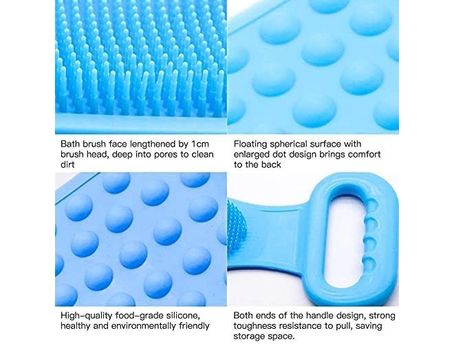 McFarlane Silicone Body Back Scrubber, Double Side Bathing Brush for Skin Deep Cleaning Massage, Dead Skin Removal Exfoliating Belt for Shower, Body Brush for Bathing - Image 4