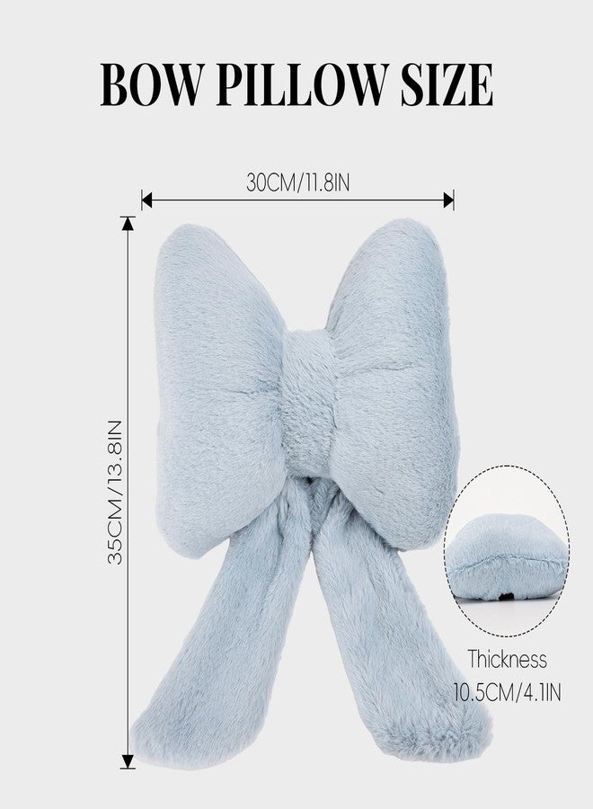 iHUFeather Bow Car Headrest Pillows Plush Car Neck Pillows for Travel Driving Office Chair Head Support Cushions, Also Cute Car Decor Accessories (2PCS Blue) - Image 3