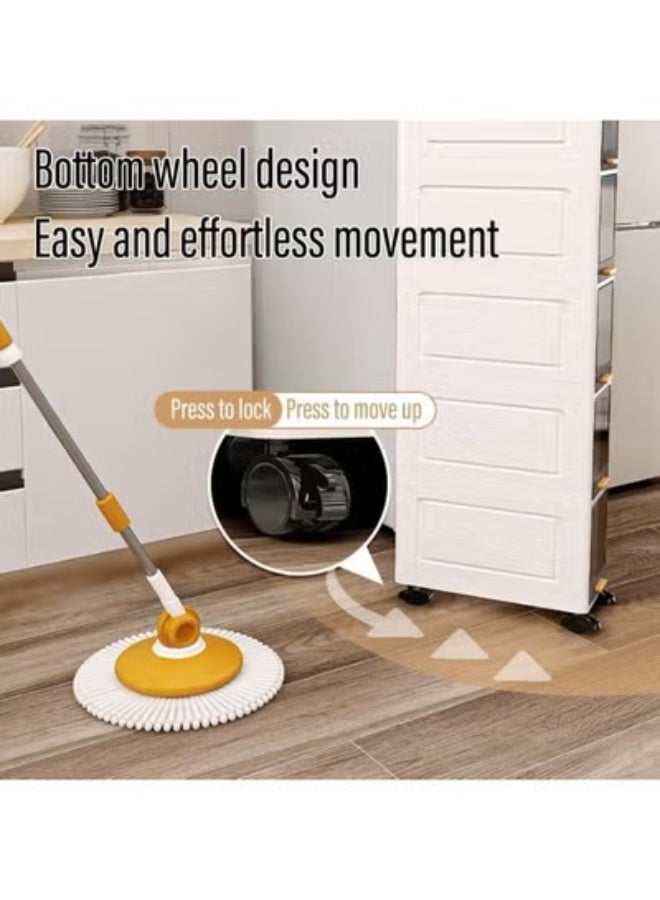 خزانة تخزين للحمام، خزانة تخزين ضيقة بأربعة أرفف، منظم تخزين بلاستيكي ضيق بأبواب وأرفف، منظم متعدد الوظائف لغرفة النوم والحمام، تصميم مقاوم للماء، مناسب للمساحات الصغيرة، الحمام، المطبخ، غرفة الغسيل، أبيض - Image 5