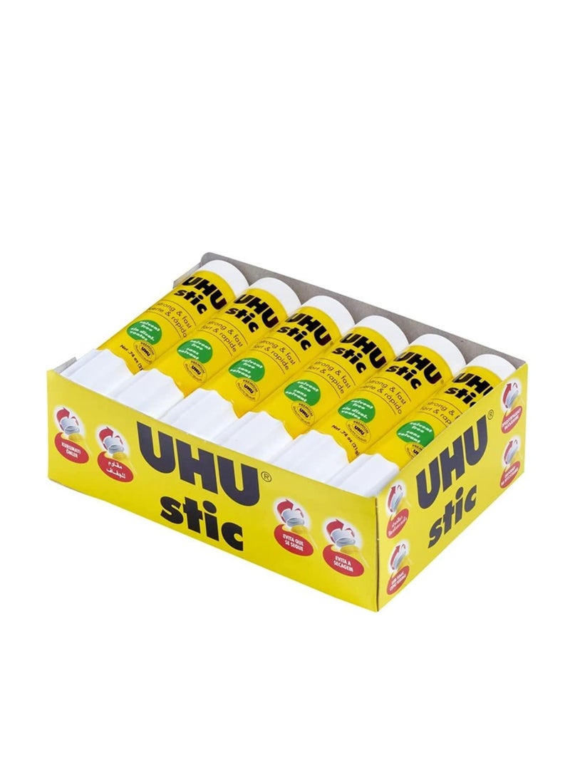 UHU STIC، الغراء المثبت - يلتصق بقوة وسرعة ودائم، بدون مذيبات، 21 جرام، 12 قطعة، أبيض - Image 1