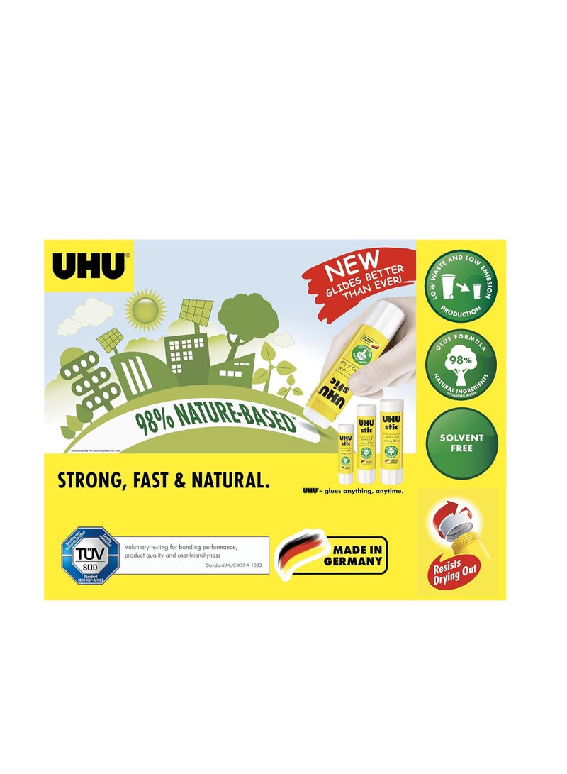 UHU STIC، الغراء المثبت - يلتصق بقوة وسرعة ودائم، بدون مذيبات، 21 جرام، 12 قطعة، أبيض - Image 4