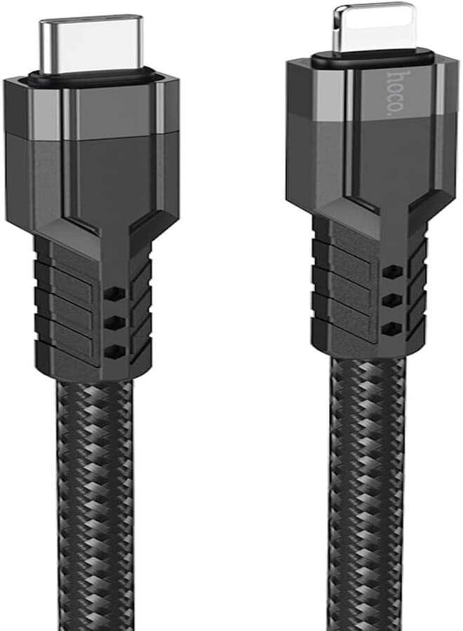 Hoco U110 - PD Fast Charging And Data Transmittion Cable (20W - 1.2M), USB-C To Lightning Plug, Compatible With Apple iPhone iPad Airpods - Black