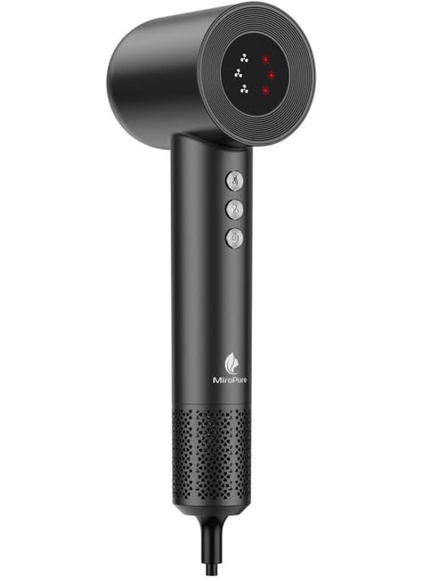 miropure MiroPure Hair Dryer Ionic Blow Dryer with 110000 RPM HighSpeed Brushless Motor for Fast Drying1500W Low Noise ThermalControl 3 Temps  3 SpeedsProfessional Hairdryer for Home Travel 
