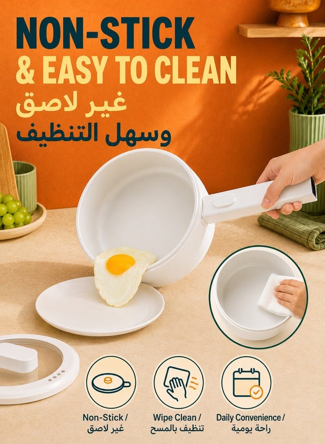 WALALLA 2L Electric Hot Pot, Electric Hot Pot, Electric Cooking Pot With Steamer And Temperature Control For Egg Soup Steak Steam Sauté White - Image 4