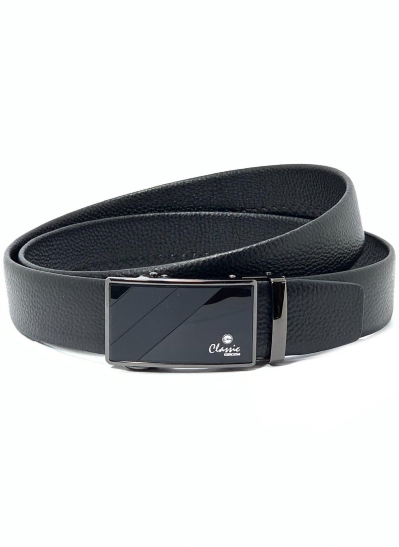Classic Milano Classic Milano Men’s Leather Belt for men Fashion Belt Ratchet Dress Belts for men with Automatic Click Buckle for Mens Belt Enclosed in an Elegant Gift Box ALTHQ-3705-5 (Black) by Milano Leather  - Image 1