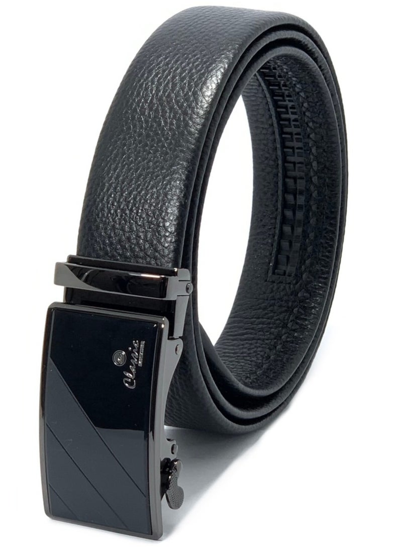 Classic Milano Classic Milano Men’s Leather Belt for men Fashion Belt Ratchet Dress Belts for men with Automatic Click Buckle for Mens Belt Enclosed in an Elegant Gift Box ALTHQ-3705-5 (Black) by Milano Leather  - Image 2