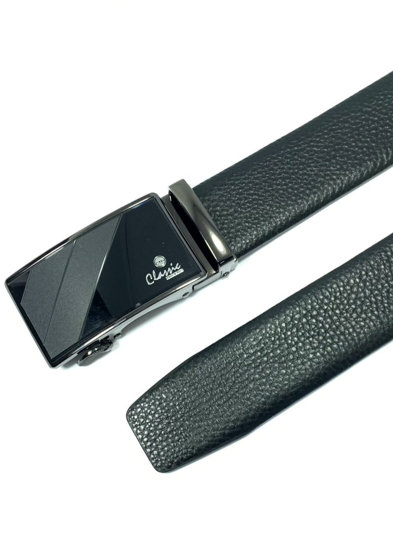 Classic Milano Classic Milano Men’s Leather Belt for men Fashion Belt Ratchet Dress Belts for men with Automatic Click Buckle for Mens Belt Enclosed in an Elegant Gift Box ALTHQ-3705-5 (Black) by Milano Leather  - Image 3
