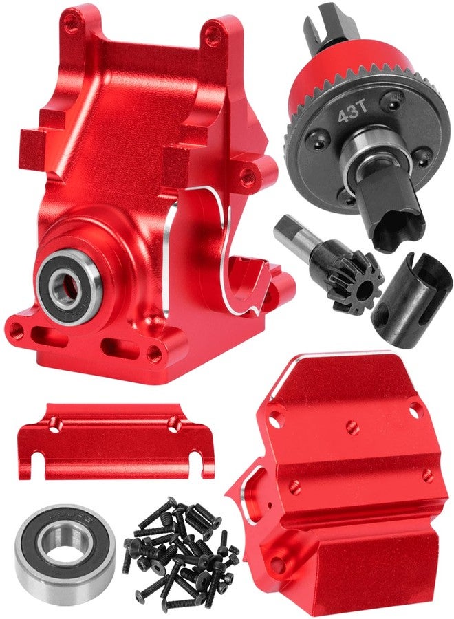 RCHuiWow RC Gearbox Case Upgrades Part for 1/8 Kraton,Senton,Outcast,Typhon,1/7 Arrm a Mojave,Limitless,Alloy Aluminum Diff Housing Gearbox Case w/ 43T Main Gear,Red - Image 1
