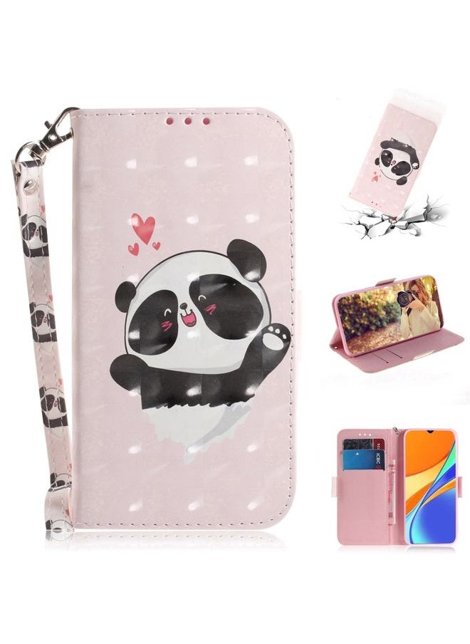 HuHa Case Cover For Xiaomi Redmi 9C 3D Colored Drawing Horizontal Flip Leather Case with Holder & Card Slots & Wallet & Lanyard Heart Panda 