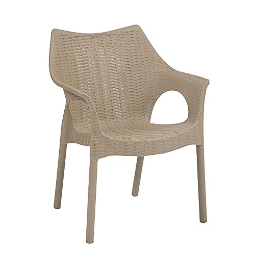 SkyGlamour Supreme Cambridge Heavy Durable Plastic Chair with Steel Legs for Home, Office, Garden and Restaurents (Pack of 1, Beige) - Image 1