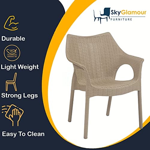 SkyGlamour Supreme Cambridge Heavy Durable Plastic Chair with Steel Legs for Home, Office, Garden and Restaurents (Pack of 1, Beige) - Image 2