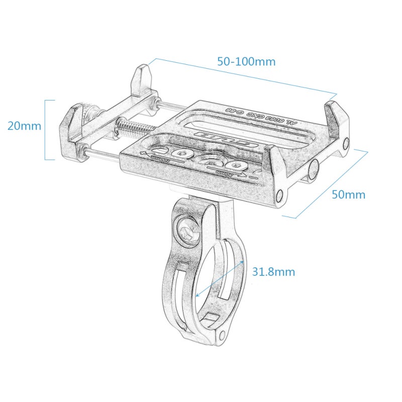 GUB Aluminum Alloy Bicycle Bike All-purpose Phone Holder Handbar Clip Stand Mount Bracket for 3.5"-6.2" Mobile Phone for Android for iPhone - Image 4