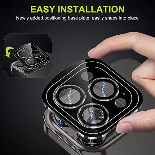 WSKEN for iPhone 14 Pro/iPhone 14 Pro Max Camera Lens Protector,[Night Shooting Mode] HD Tempered Metal Glass Camera Screen Protector Cover Film Accessories, Black - Image 3