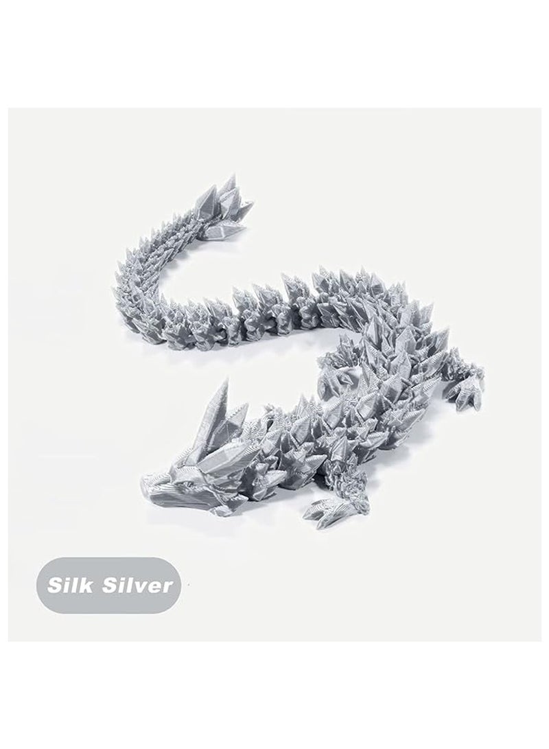 3D Printed Egg Dragon, Fully Articulated Dragon Crystal Dragon with Dragon Egg, Home Office Decor (Silk Silver) - Image 2