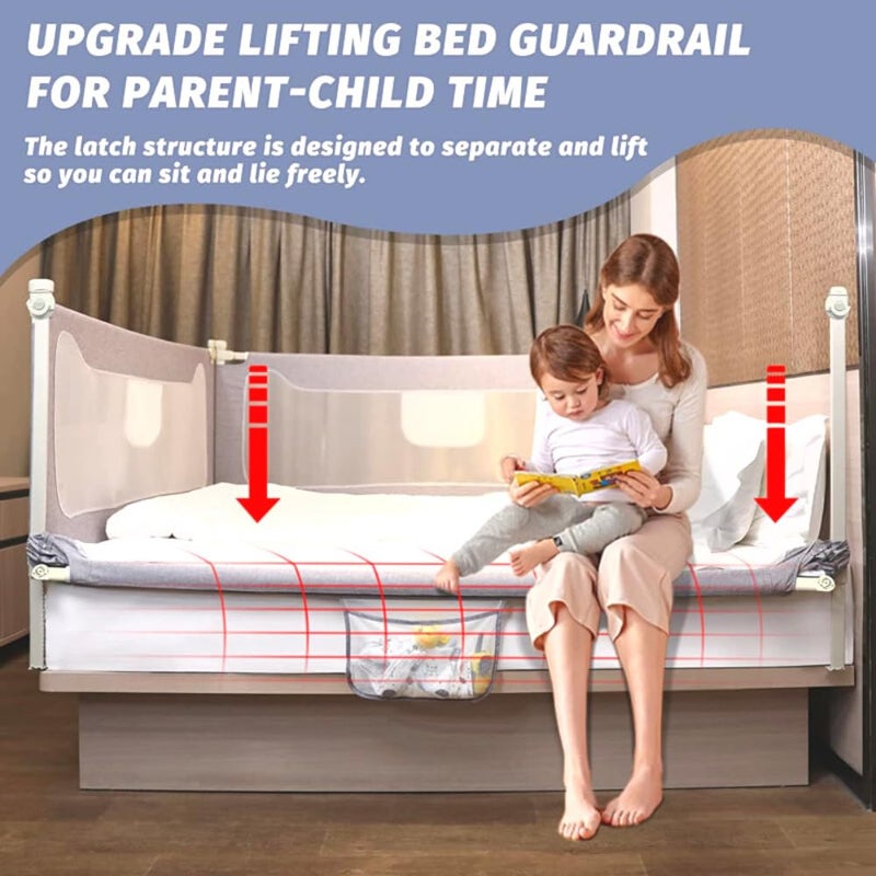 VIC Kid® Adjustable Baby Bedrail Guard for Toddlers/Bed Fence/Kids Safety/Portable and Adjustable Size (1.5, Lavender Lion) - Image 3