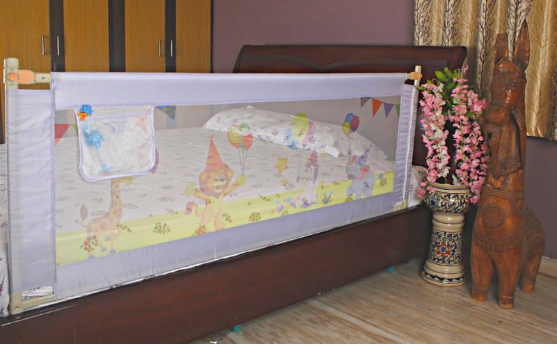 VIC Kid® Adjustable Baby Bedrail Guard for Toddlers/Bed Fence/Kids Safety/Portable and Adjustable Size (1.5, Lavender Lion) - Image 1