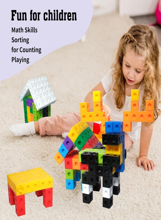 SENONAPO 701 Pcs Math Learning Linking Cube with Pink Storage Container Counting Cubes Plastic Colorful Counting Blocks Math Manipulatives Classroom Learning Supplies for Home school Educational(Pink) - Image 5