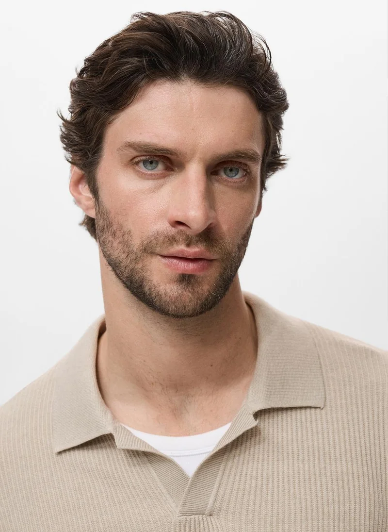 Mango Man  Cotton-blend ribbed polo sweater for Men | Best Price UAE