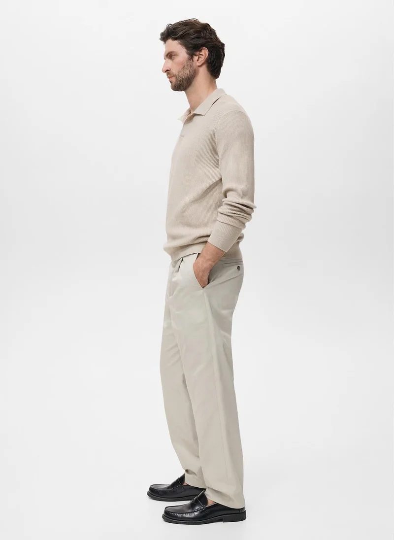 Mango Man  Cotton-blend ribbed polo sweater for Men | Best Price UAE