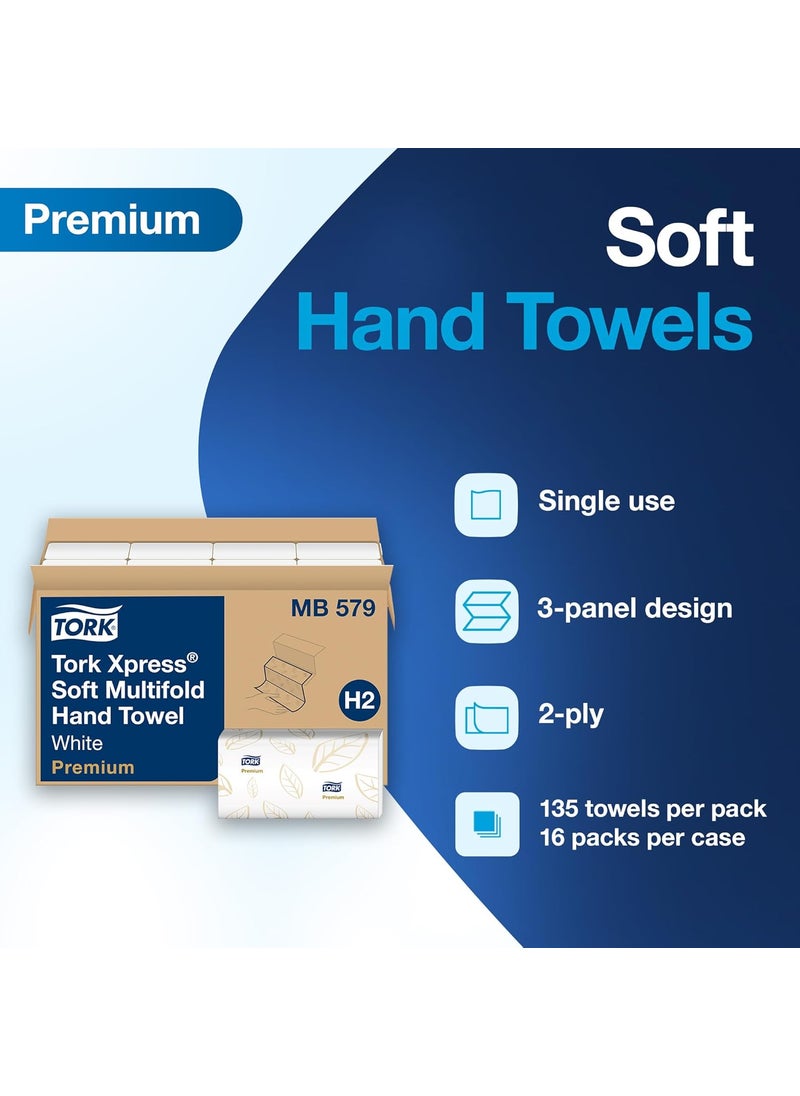 Tork Tork Premium MB579 Soft Xpress Multifold Paper Hand Towel 3Panel 2Ply 9125 Width x 95 Length White Case of 16 Packs 135 per Pack 2160 Towels  - Image 3