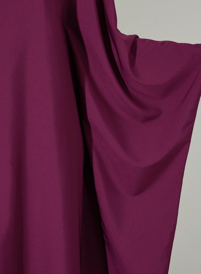 Styli Purple Solid Batwing Sleeves Maxi Kaftan Dress - Image 4
