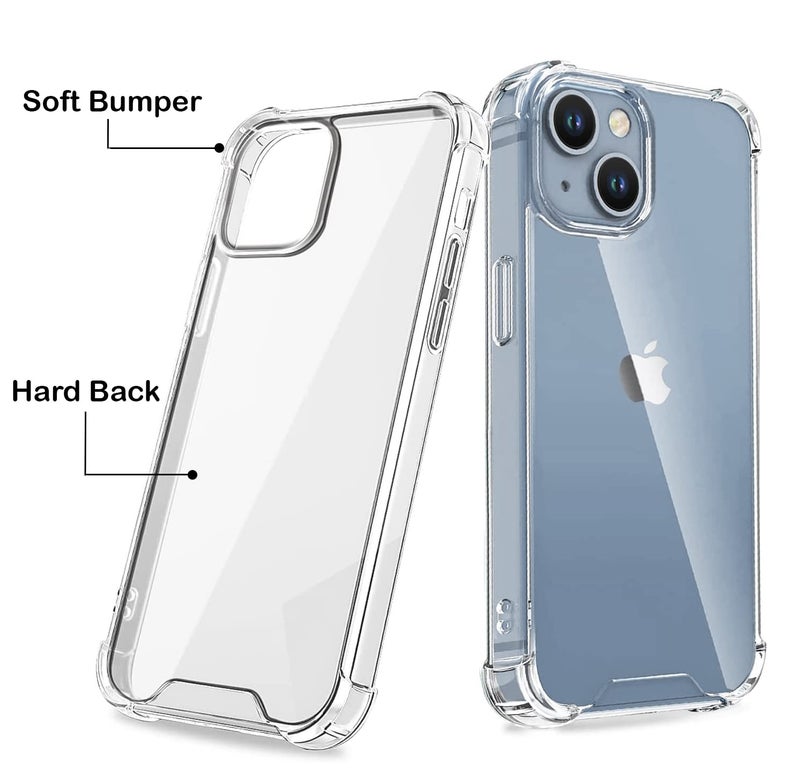 EGOTUDE Shockproof Transparent Hard Back Scratch Resistant Cover Shockproof Case for iPhone 14 / iPhone 13 (Clear) (Polycarbonate) - Image 4