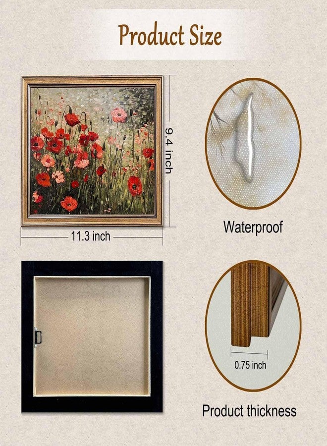 Yeechine Vintage Wall Art Red Flower Painting, Framed Wall Art, Farmhouse Bedroom Kitchen Wall Art Decor (Flowers, 10" L x 8" W) - Image 2