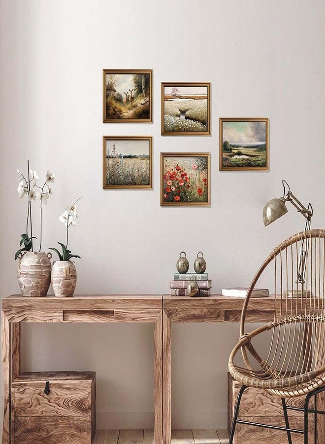 Yeechine Vintage Wall Art Red Flower Painting, Framed Wall Art, Farmhouse Bedroom Kitchen Wall Art Decor (Flowers, 10" L x 8" W) - Image 4
